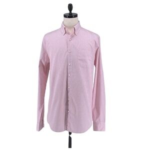 J. Crew Classic Fit Mens Red White Gingham Check Button Down Shirt Large Tall